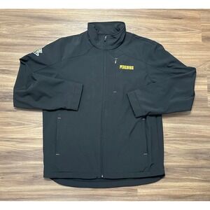 NHL Carl Banks Pittsburgh Penguins Mens Black Softshell Full Zip Jacket Sz L